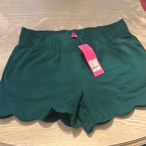 Lilly Pulitzer High Waist Green Shorts with Scalloped Hem